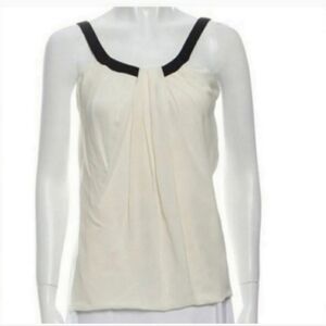 Gucci Women's 100% Silk blouse light cream white black authentic